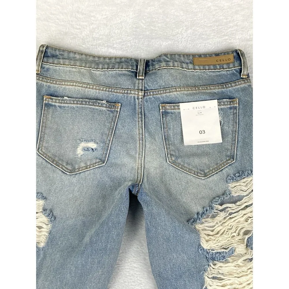 Cello Womens Jeans Blue Size‎ 3 Slim Ripped Mid Rise Size 3 NWT - Picture 11 of 15